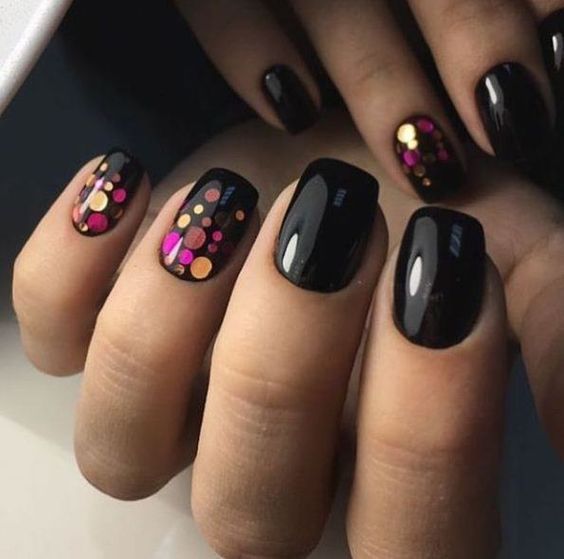 Colored dots on black