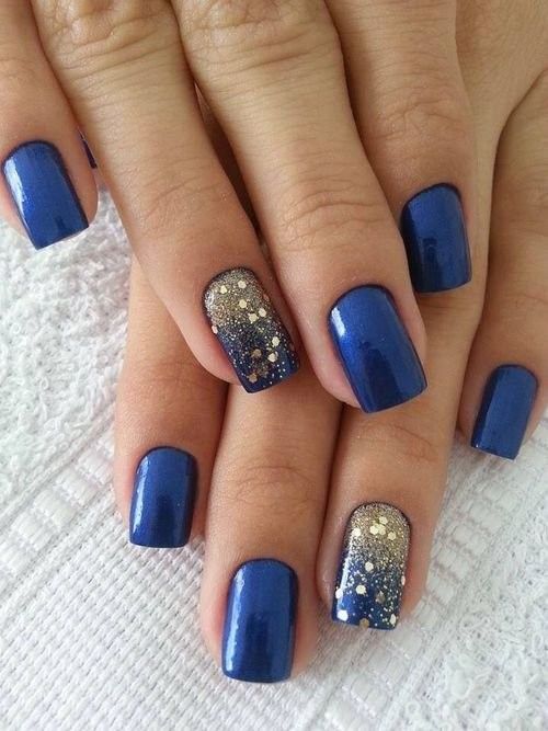 Shimmering blue with glitter